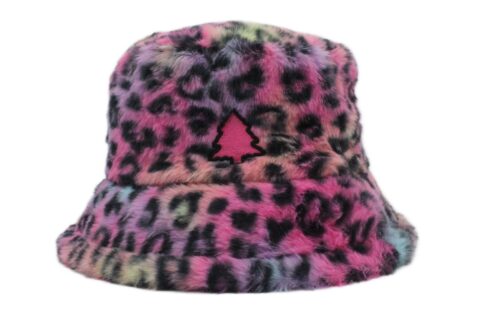 Rainbow Cheetah Fuzzy Bucket Hat