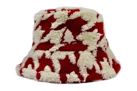 Red Plush Fuzzy Bucket Hat