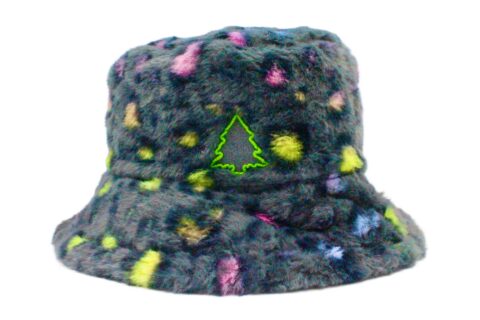 Black Rainbow Cheetah Fuzzy Bucket Hat