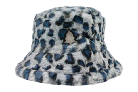 Blue Cheetah Fuzzy Bucket Hat