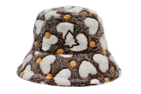 Brown Love Fuzzy Bucket Hat