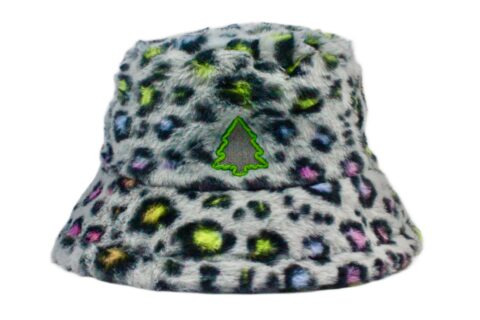 Grey Rainbow Cheetah Fuzzy Bucket Hat