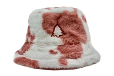 Peach Cow Fuzzy Bucket Hat
