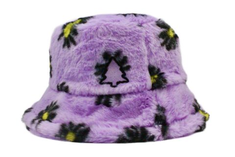 Purple Daisy Fuzzy Bucket Hat