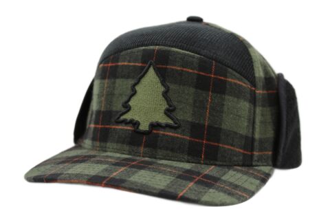 Green Plaid Earflap Camper Hat