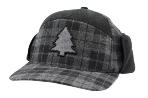 Grey Plaid Earflap Camper Hat